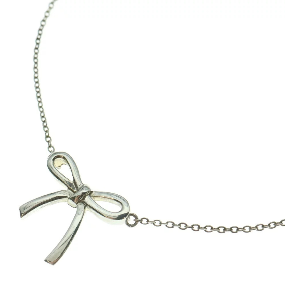 TIFFANY Co Tiffany Co Ribbon Motif Necklace Pendant Chain Silver